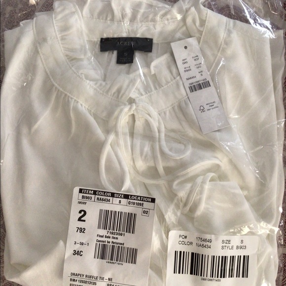 NWT J.Crew Drapey Ruffle Tie-Neck Top - Picture 4 of 6